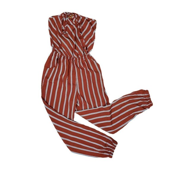 ❤️311 Karlie Halter V Neck Stripe Jumpsuit - Picture 2 of 6